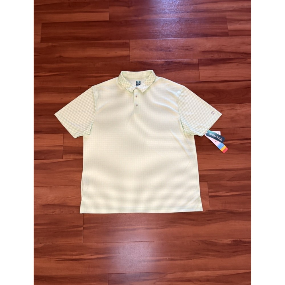NWT Pro Tour Coolplay Golf Polo Shirt Green Gingham UPF $55 Men's Size XXL 2XL
